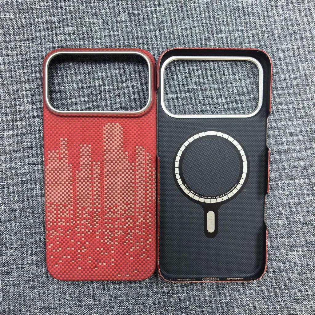 Магнитный чехол Kevlar для iPhone 17 Pro Max - Ударопрочная крышка из углеродного волокна