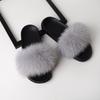 Furry Slippers for Women The Same Style In Summer Real Fox Fur Slippers Plus Size Female Sandals