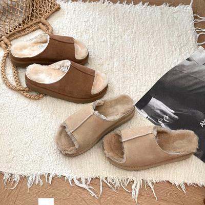 Sangpo 25 зимние новые меховые цельные шерстяные тапочки-шлепанцы женские, кожаные, повседневные, меховые шлепанцы