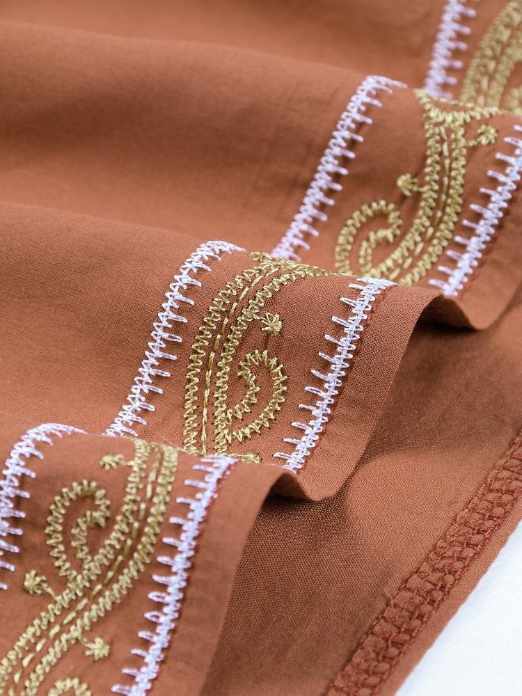 EDOLYNSA Embroidered Women's Kaftan Robe Caftan Fashion Holiday Dress Loose Cozy Bathing Suit Cover Up Lounge Wear House Dress Wrap Q1653