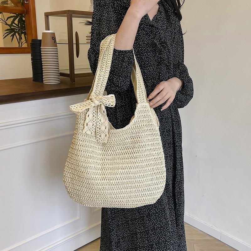 Повседневная большая сумка-тоут через плечо, женская летняя плетеная красивая персонализированная сумка под мышкой