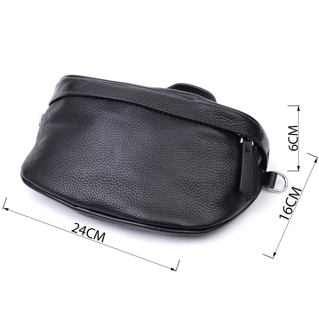 Women's Shoulder Bag In Classic Color Made of Genuine Leather Vintage 22655 Black