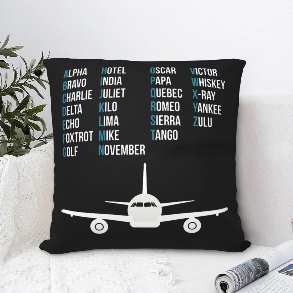 Pinyin Letter Flight Gift Aircraft Doublesided Printed pillow cover Short plush Suitable living rooms sofas throw cushion cover