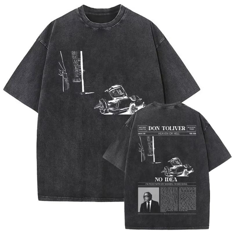 Washed Vintage Rapper Don Toliver Hardstone Psycho Album Print T Shirts Unisex Women Fashion Hip Hop Oversized Tshirts Streetwear