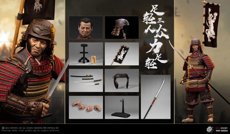 POPTOYS 1/6 Scale Figure: Ashigaru Trio, Part 1: Rikiashigaru EX044 Ashigaru, Iron Rust Saika Hachikabuto, Samurai