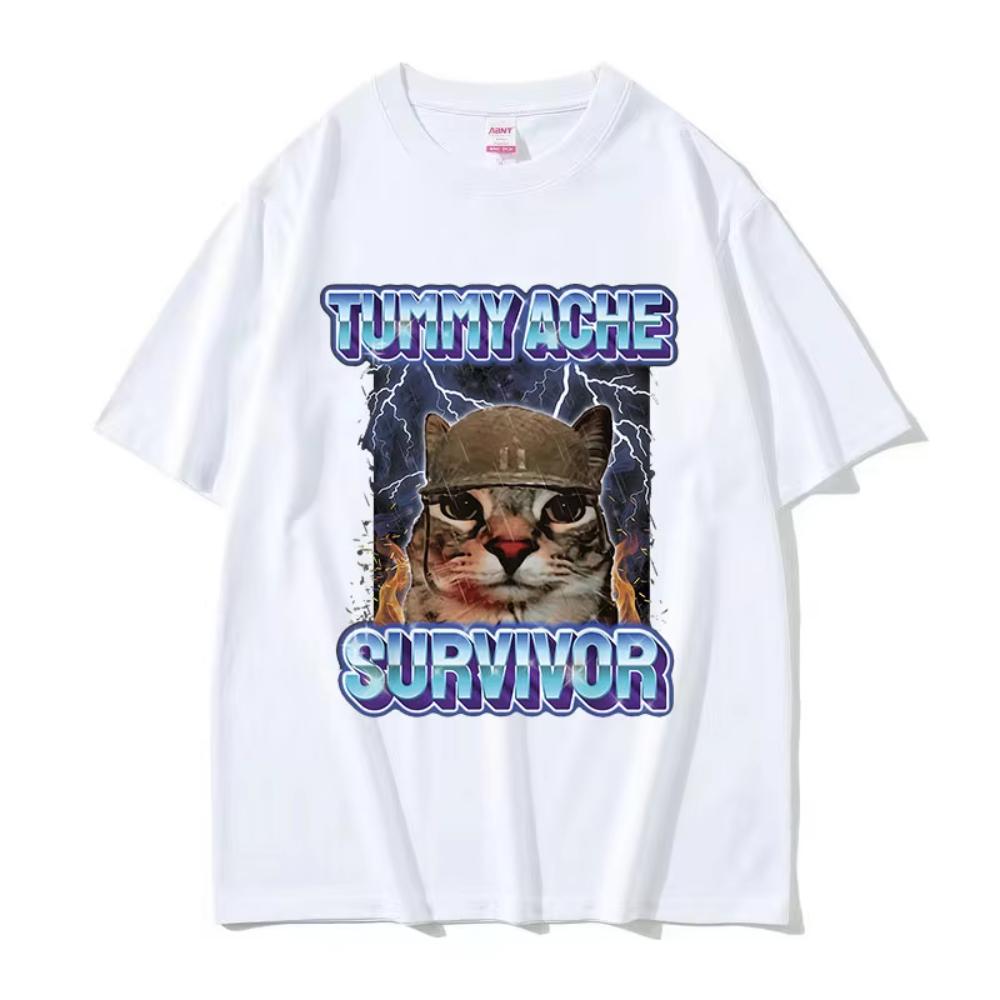 Abdominal Pain Survivor Funny Cat Emoji Tshirt Unisex Highquality and Fashionable Tshirt Unisexs Cotton Tshirt