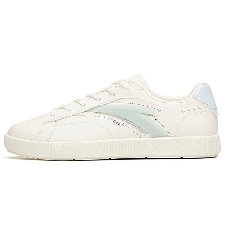 Anta Lifestyle Series Synthetic Leather Casual Non-Slip Lightweight Durable Low-Top Skate Shoes Women Sneaker White Blue 122128062-4