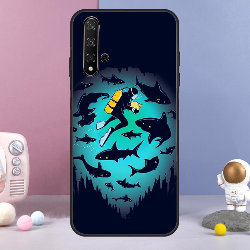 Чехол для Huawei Nova Y70 Y90 Y60 Y72 Y73 Y61 Y91 7i 8i 11i 12i 12s 9 10 SE P20 P30 P40 Lite с изображением дайвера для подводного плавания