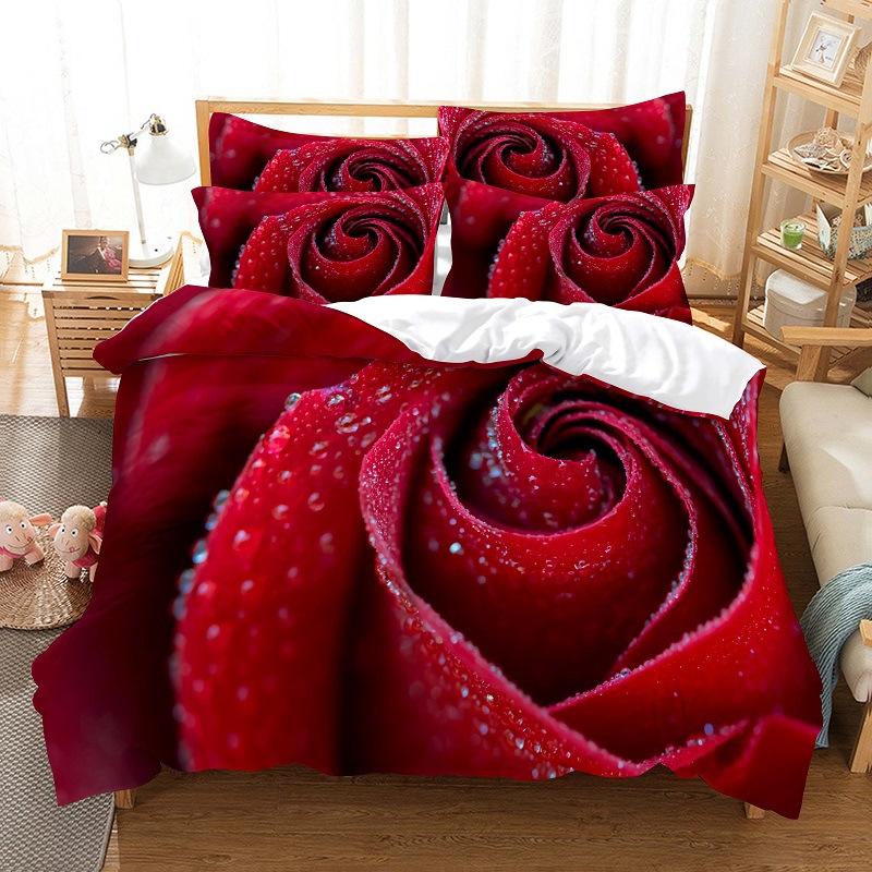 Spring Bedding Set 3D Flower Down Duvet Cover 2/3 Pieces Single Bed Double Bed Duvet Cover Girl Teens Bed Cover Quick Drying Soft Home Textile