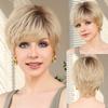 HAIRCUBE Lace Front Wigs Pixie Cut Wig Human Hair Wigs with Bangs Blonde Natural Short Wigs Layered Wavy Women
