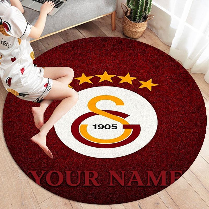 Galatasaray S Custom Name Round Area Rug,Carpet Rug for Living Room Bedroom Sofa Playroom Decor,Non-slip Floor Mat