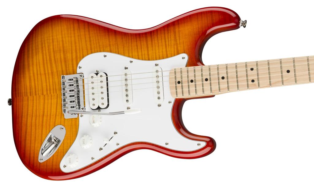 Squier by Fender Affinity FMT HSS Electric Maple White Sienna with Soft Case Series™ Stratocaster® Guitar, Fingerboard, Pickguard, Sunburst,