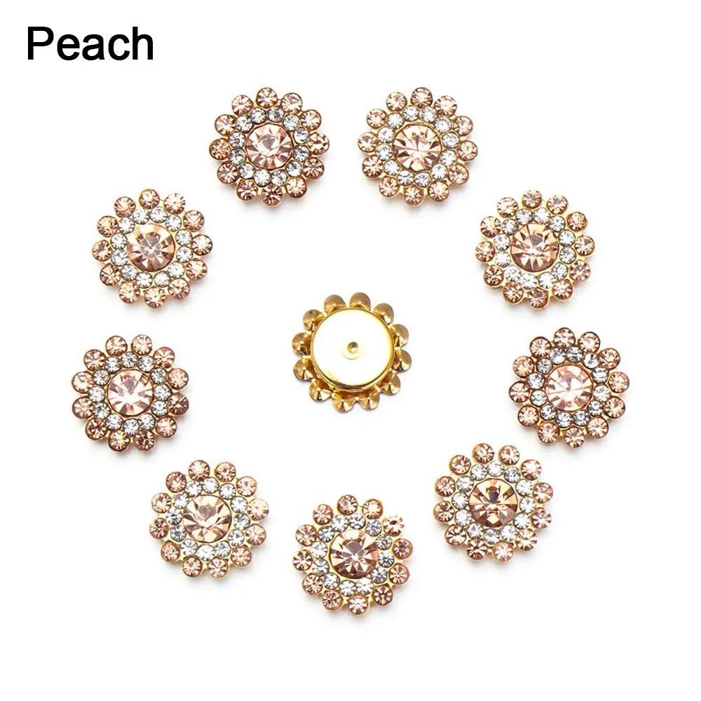 10Pcs Pearl Flower Rhinestone Buttons Sparkling Crystal Headwear Clip Decoration DIY Hat Clothes Sewing Accessories