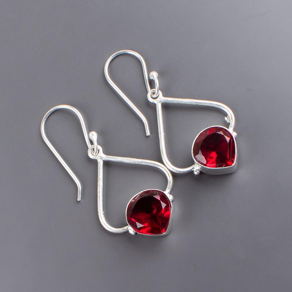 Pink Rubellite Gemstone 925 Stamped Silver Ethnic Jewelry Hook Earrings For Wife EE-33-10