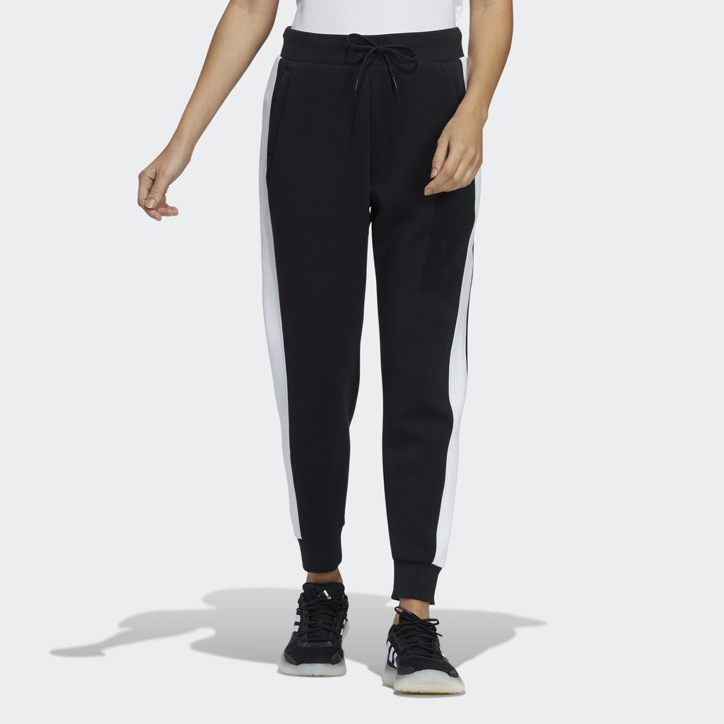Adidas Fi W Pt Флисовые джоггеры с контрастной полосой по бокам Женские брюки черные H09693