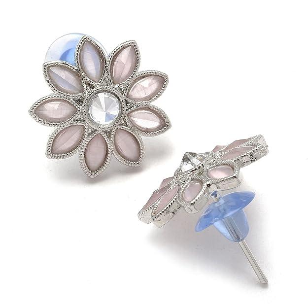 Набор украшений из оксидированного посеребренного цветка и листа с американскими бриллиантами и шипованными серьгами для девочек и женщин