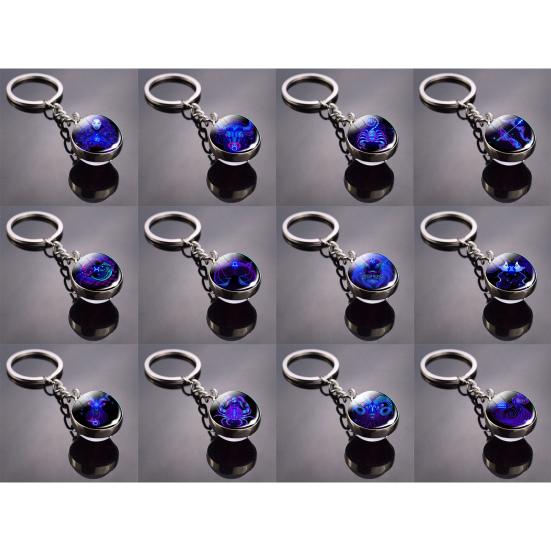 Декоративный изысканный универсальный брелок с подвеской в виде стеклянного шара с двойным изображением 12 знаков зодиака для телефона