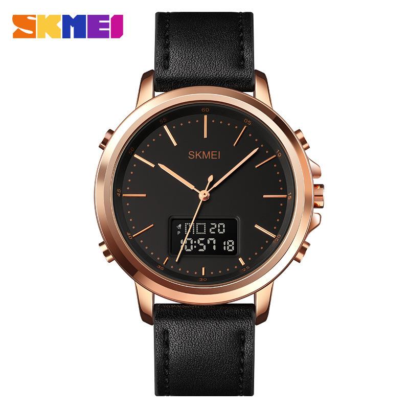 Men's Watch SKMEI Leather Strap 50M Waterproof LED Backlight 1652