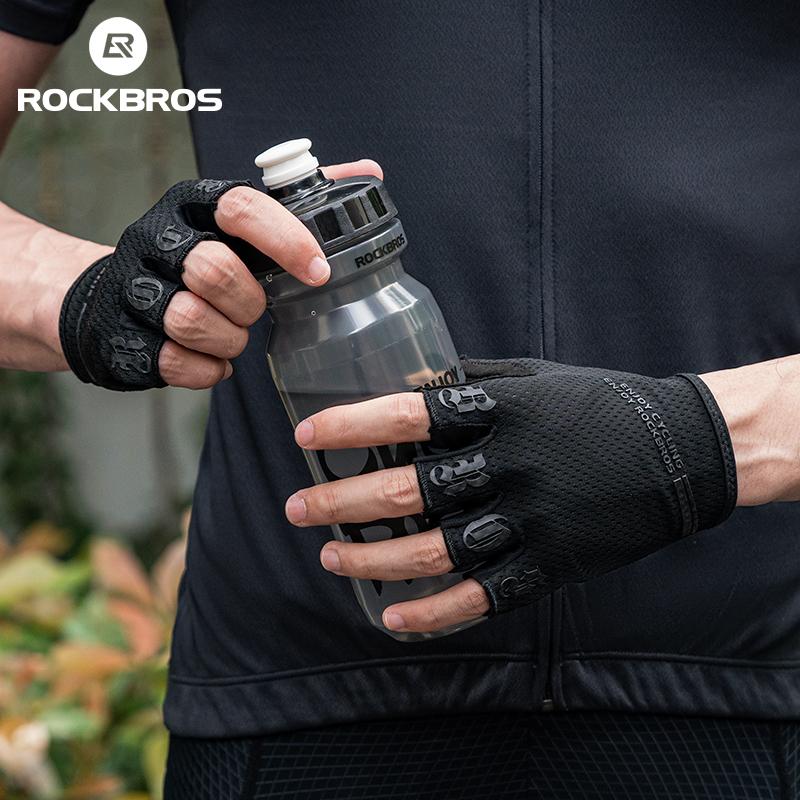 ROCKBROS Велоперчатки с полупальцами, дышащие, противоударные, с ладонными подушечками из SBR, высокая эластичность, для фитнеса и велосипеда