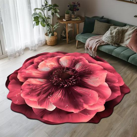 3D Flower Bathroom Rug Anti-Slip Absorbent Floor Mat Realistic Flower Area Rug for Entrance Living Room Bathroom Bedroom