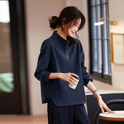Женский свитер с воротником-стойкой на молнии, новый весенне-осенний, модный повседневный тонкий топ для маленькой мамы