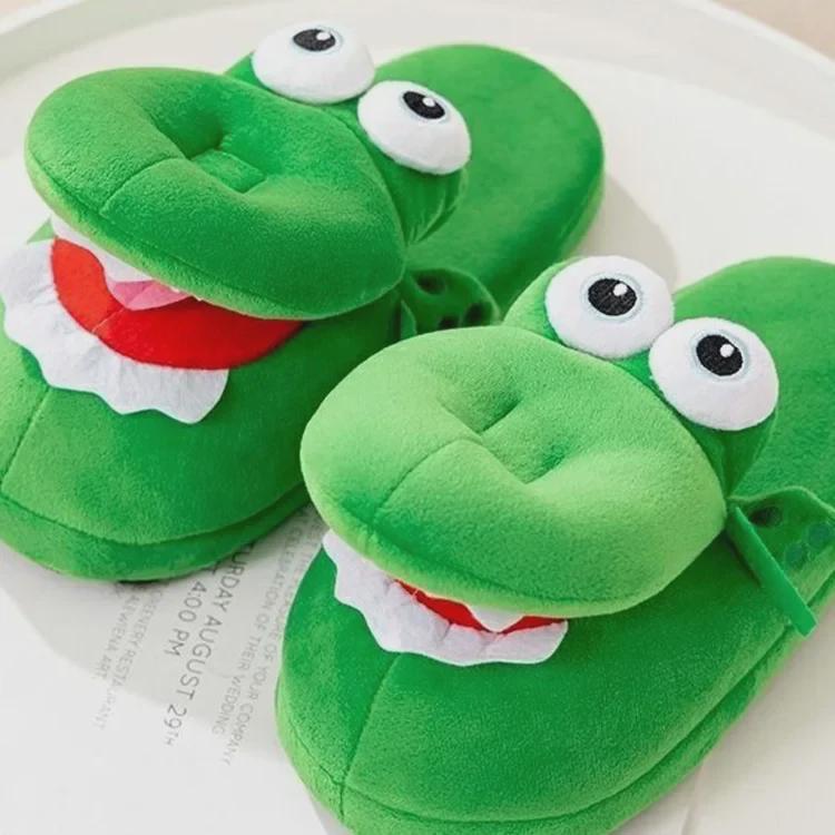 Трансграничный бестселлер: Новинка: открытые домашние тапочки из крокодиловой кожи - нескользящий хлопковый комфорт.