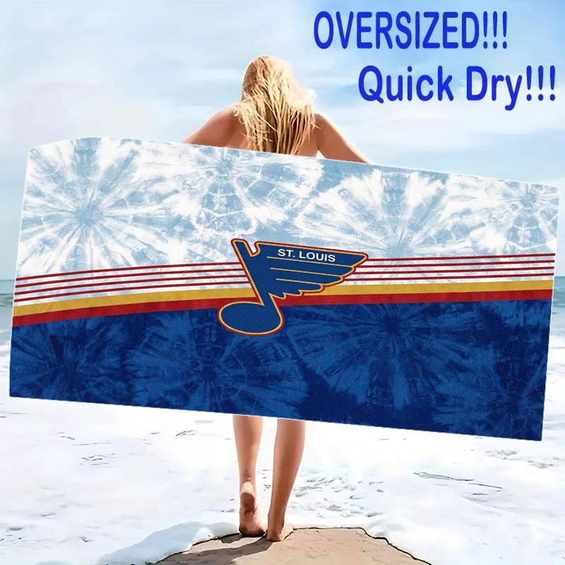 St. Louis Blues Print Beach Towel, Large Soft Quick Dry Towel for Beach Camping Swimming