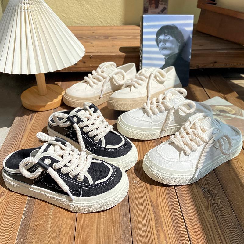 Casual Women's Canvas Shoes Breathable Flat Bottom Comfortable 2024 New Fashion Simple All-match Little White Shoes Summertime
