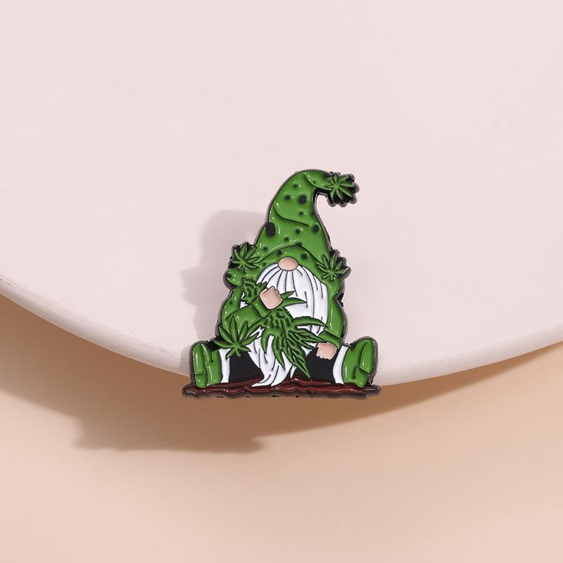 Green Cute Dwarf Enamel Pins Custom Plant Maple Leaf Brooches Lapel Badges Funny Jewelry Gift for Kids Friends