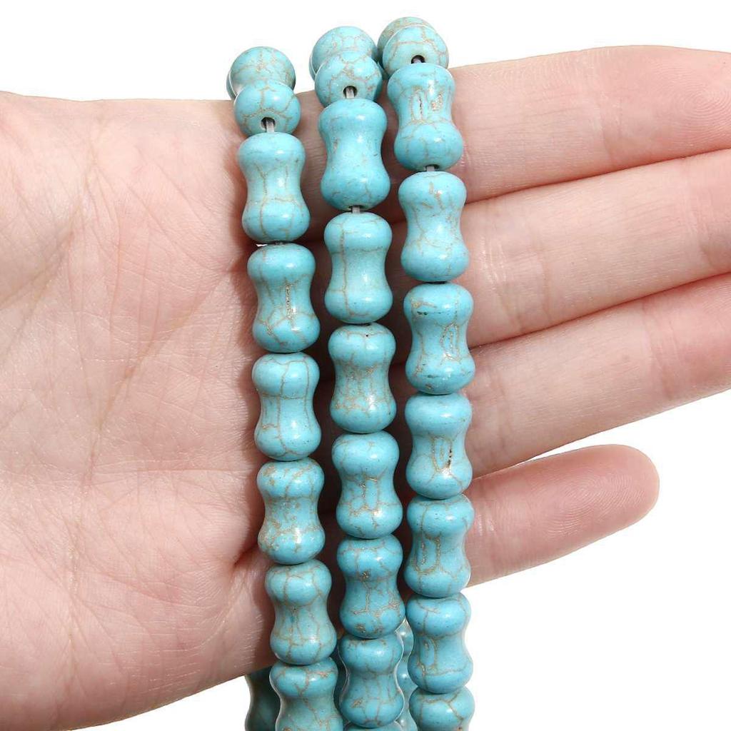 Synthetic Blue Turquoise DIY Jewelry Twisted and Special-Shaped Beads with Abacus and Animal Spacer Styles