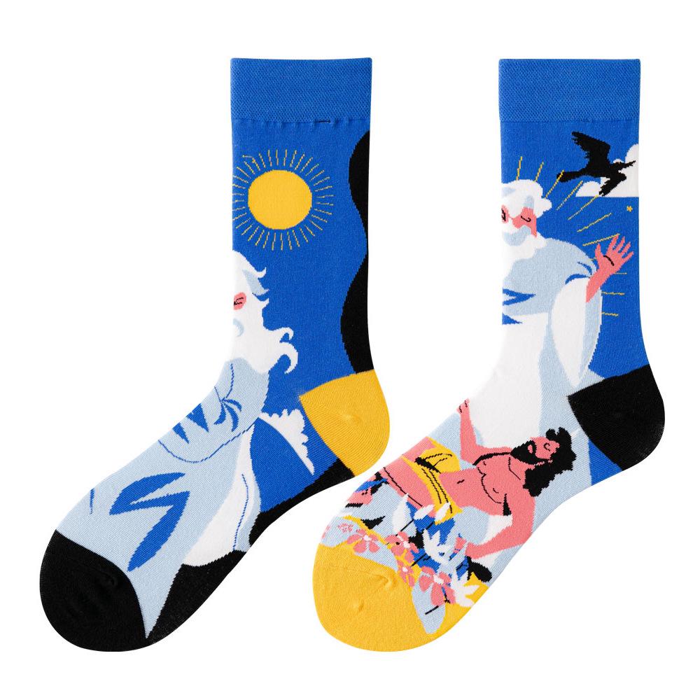 Asymmetric Colorful Christmas Cotton Socks for Couples