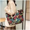 2025 Новая женская сумка на плечо в китайском этническом стиле, красочная сумка-тоут большой вместимости, модная холщовая женская сумка через плечо, сумки-багеты