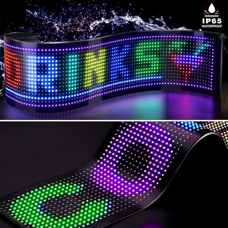 Car LED Sign Bluetooth APP LED Matrix Pixel Panel Night Light DIY Programmable Flexible LED Display For Car Store Hotel Bar