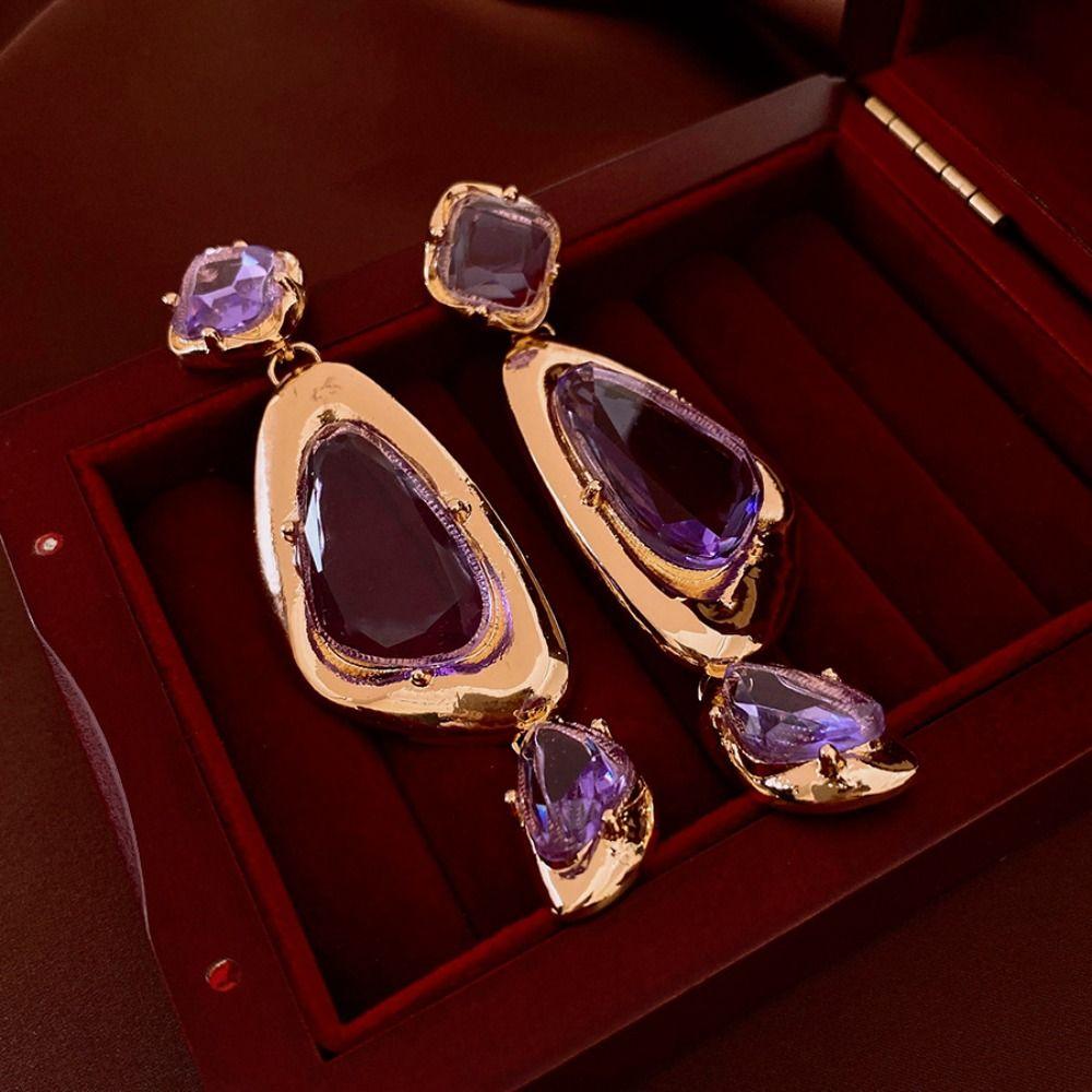 Прозрачные хрустальные преувеличенные серьги-капли Винтажные нерегулярные серьги Серьги со стразами Вечеринка