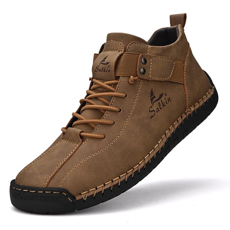 High Quality Fashion Retro Handmade Men Leather Boots Designer Breathable Wear-resistant Work Shoes Man Ankle Boots Hombre Botas