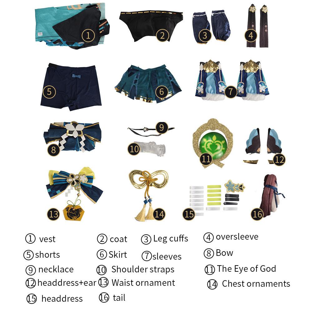 Kirara Cosplay Genshin Impact Costume Wig Game Courier Kirara Ears Tails Suit Women Cat Upon Halloween Carnival Party Outfit