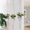 Macrame Hanging Baskets Woven Cotton Handmade Flower Basket Wall Plant Hanger Pot Indoor Bonsai Balcony Knotted Lifting Rope