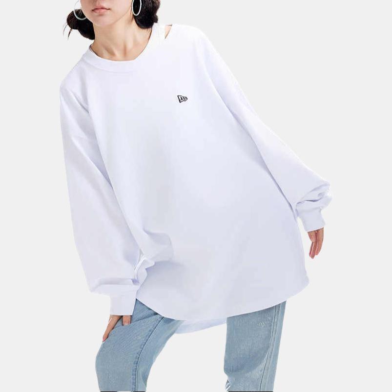 New Era FW23 Винтажный Колледжный Стиль Легкий Пуловер Свитшот с Круглым Вырезом Унисекс свитшот Белый 13789203