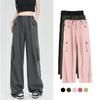 Модные повседневные широкие брюки-карго для женщин, женские элегантные длинные брюки с высокой талией, комбинезоны 2024 года, новые свободные простые брюки на весну и лето 2395