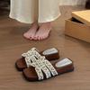 Pearl Slippers Female Summer Wear New Fairy Fashion Flat Bottom Word Beach Cool Slippers