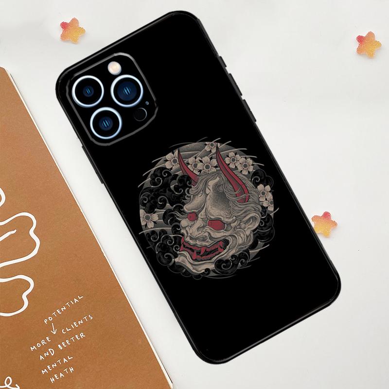 Японский чехол Oni Hannya Demon Mask для iPhone 11 12 13 14 15 16 Pro Max 15 16 Plus 13 12 Mini X XS XR