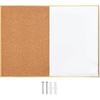 Okydoky Cork Board White Board Combo, Small Size 10.6" x 14.6" Magnetic Dry Erase Board/Bulletin Combination Board, Gold Aluminum Frame, for Home,