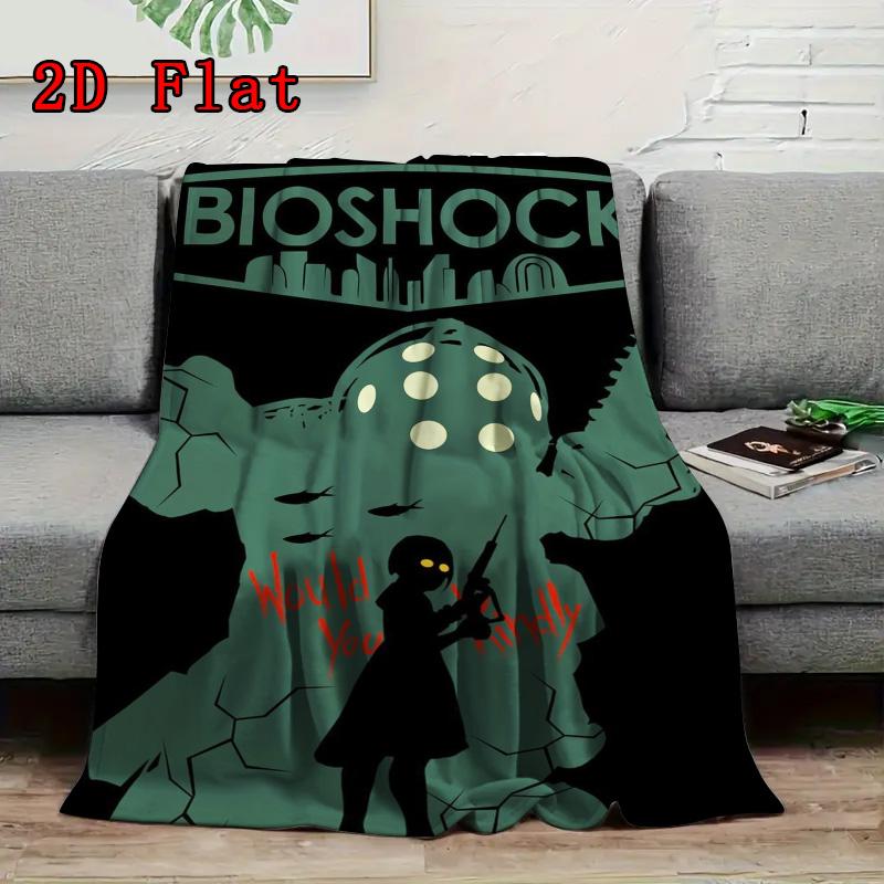 BioShock 2D Плоский Узор Фланелевое Одеяло Высокое Качество Все Сезоны Тепло и Комфорт Идеально для Рождественских Подарков.SMT0917058