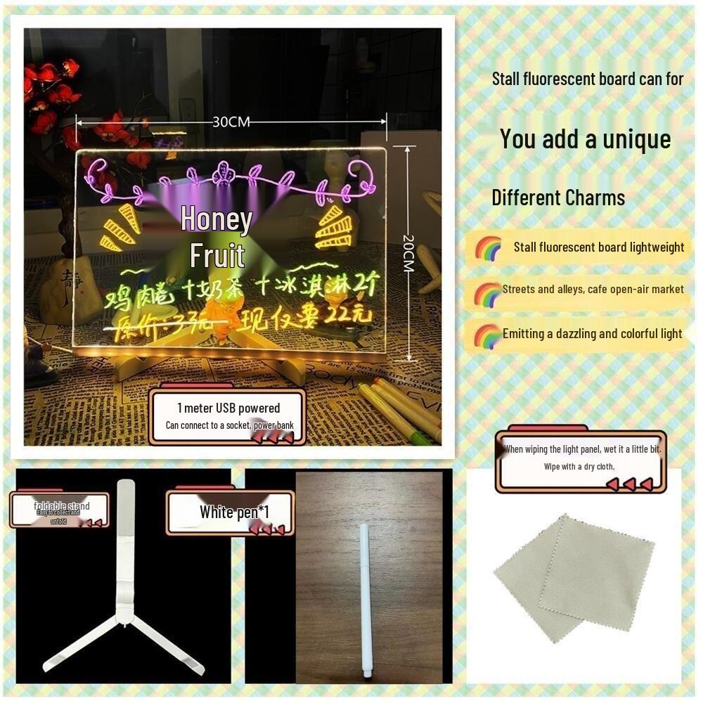 Cross-Border LED Acrylic Night Light - Transparent Desktop DIY Handwriting Message Light