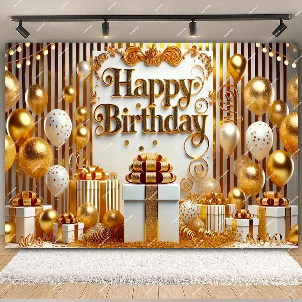 Gold Glitter Pink Blue Birthday Party Photo Backdrop Balloon Star Booth Banner Poster Adult Theme Party Decoration Supplies Gift