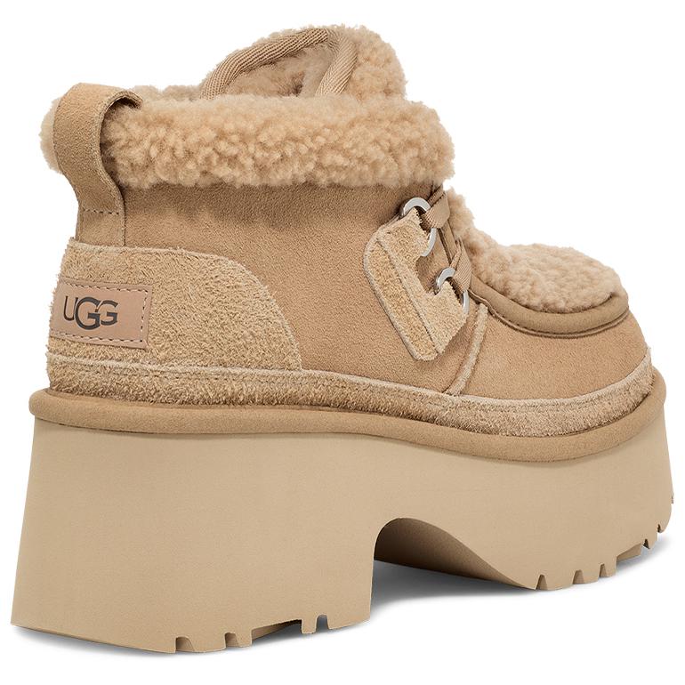 UGG Cow Split Leather Lace-Up Casual Thick Sole Short Boots Women Boots Sand 1167772-SAN