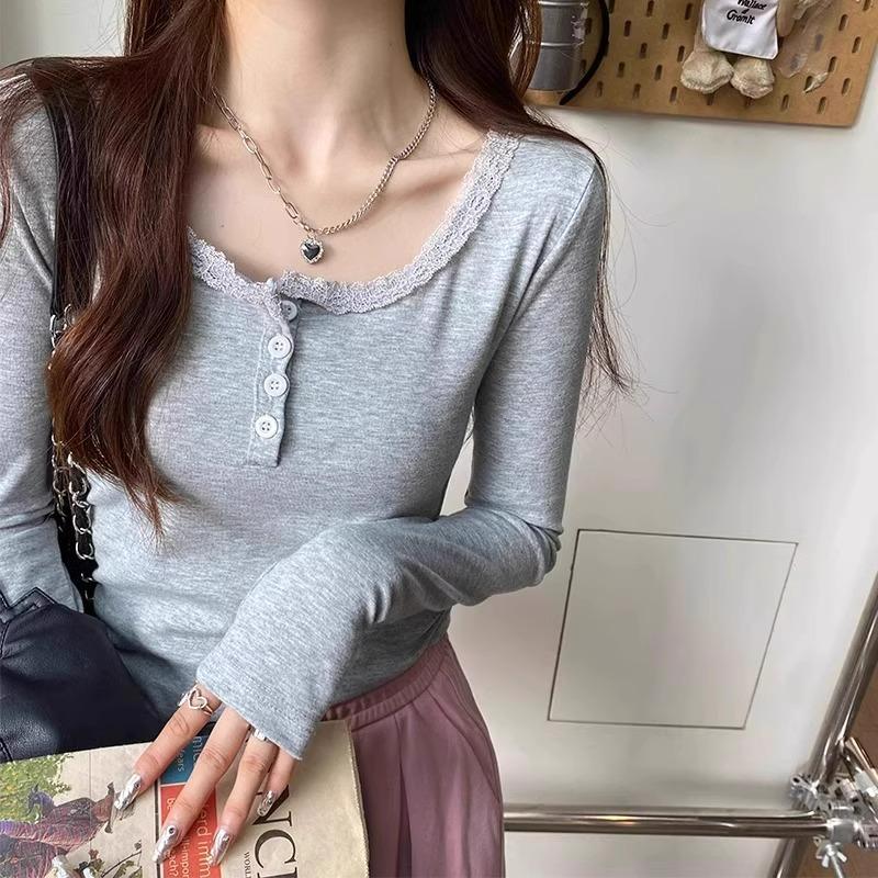 В этом году популярная и красивая кружевная рубашка в стиле pure lust для женщин на осень и зиму с квадратным воротником в стиле bm, утягивающая внутренняя одежда