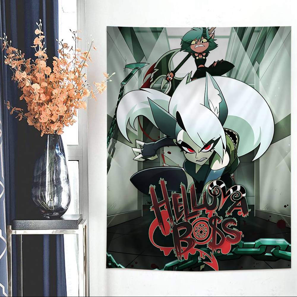 Animated Musical HHelluva Boss Hippie Wall Hanging Tapestries Art Science Fiction Room Home Decor Kawaii Room Decor