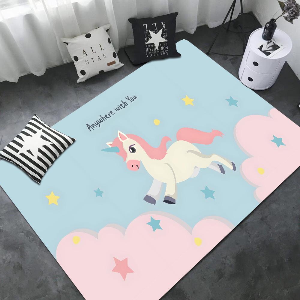 Cartoon Unicorn Animal Bathroom Mat Kids Room Bedroom Decoration Balcony Anti-Slip Doormat Living Room Bedside Area Rugs