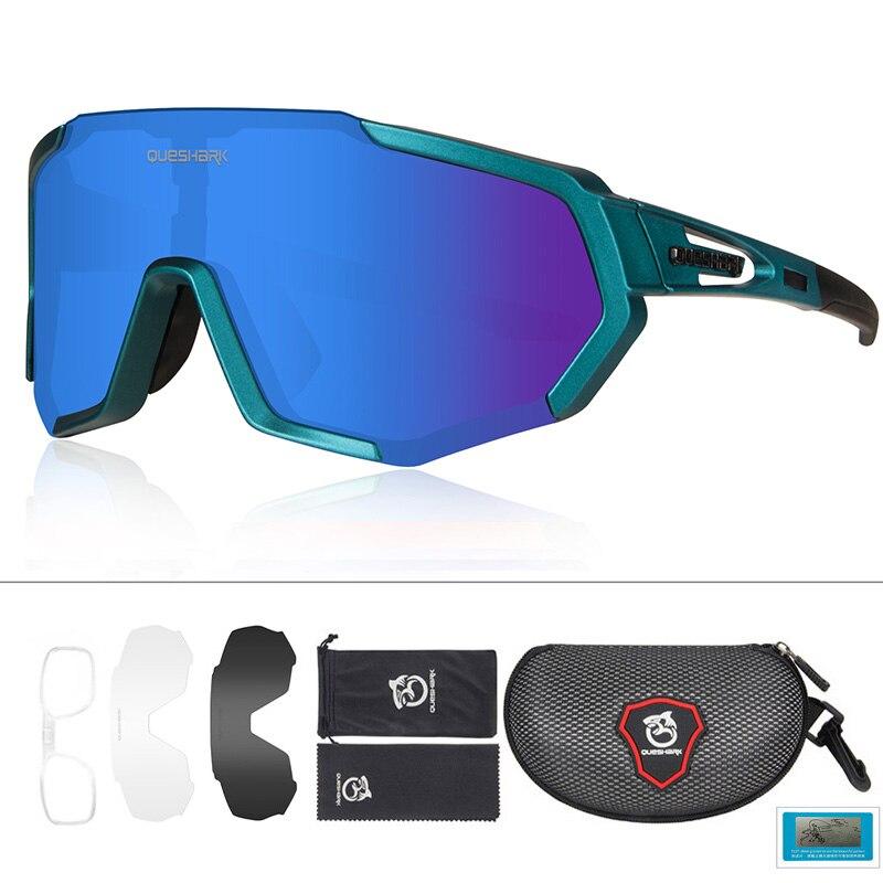Queshark Cycling Glasses Polarized Sports Sunglasses Men Women with 3 Interchangeable Lens Anti-UV400 Bike Eyewear